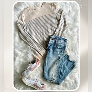 Club Monaco Striped Merino Wool Sweater Size Medium